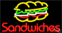 Sandwiches with Sandwich Graphic Neon Sign - Large Size Design