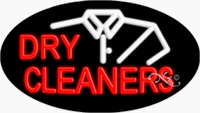 Dry Cleaners with shirt graphic Neon Sign - Oval Design