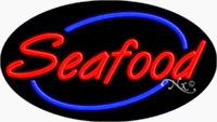 Seafood Neon Sign - Oval Design