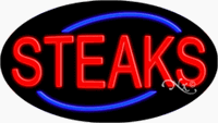 Steaks Neon Sign - Oval Design