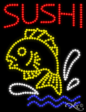Sushi with Fish Graphic - LED Sign - Regular Design