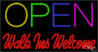 Open Walk Ins Welcome - LED Sign - Regular Design