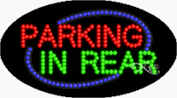 Parking In Rear LED Sign - Flashing Design