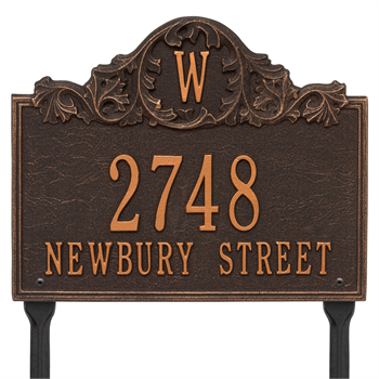 Acanthus Monogram Standard Address Plaque Lawn Sign - Oil Rubbed Bronze