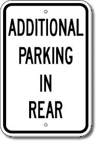 Additional Parking In Rear Sign