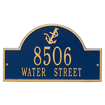 Anchor Arch Address Plaque - Two Line - Blue / Gold