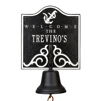 Anchor Bell Welcome Plaque - Black / White