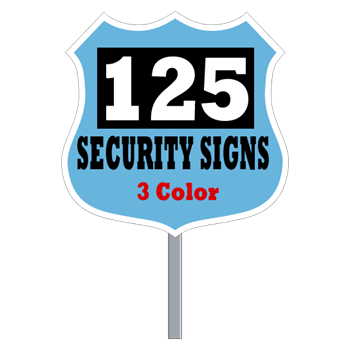 Security Yard Signs - Badge Shape 3 Color (Box of 125)