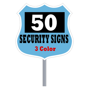 Security Yard Signs - Badge Shape 3 Color (Box of 50)