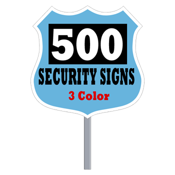 Security Yard Signs - Badge Shape 3 Color (Box of 500)