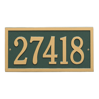 Bismark Standard Address Plaque Wall Sign - One Line - Green / Gold