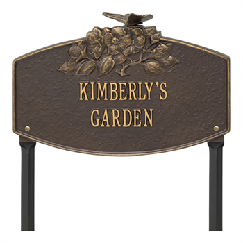 Butterfly Blossom Garden Personalized Lawn Plaque - Bronze / Gold