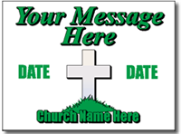 Two Color Church Yard Sign Template. Image with Black and Emerald Green