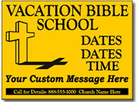 One Color Church Yard Sign Template. Shown printed Black on Yellow