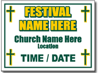 Two Color Church Yard Sign Template. Shown Medium Yellow & Dark Green.