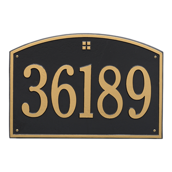 Cape Charles Estate Address Plaque Wall Sign - One Line - Black / Gold