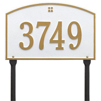 Cape Charles Standard Address Plaque Lawn Sign - One Line - White / Gold
