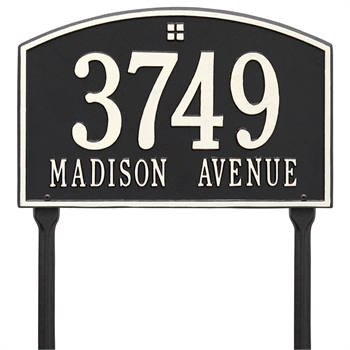 Cape Charles Standard Address Plaque Lawn Sign - Two Line - Black / White