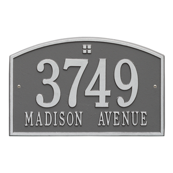 Cape Charles Standard Address Plaque Wall Sign - Two Line - Pewter / Silver