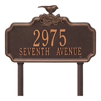 Chickadee Ivy Garden 2-Line Personalized Lawn Plaque - Antique Copper