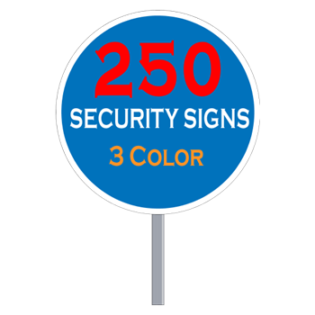 Security Yard Signs - Circle Shape 3 Color (250 Per Box)