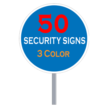 Security Yard Signs - Circle Shape 3 Color (50 Per Box)
