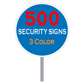 Security Yard Signs - Circle Shape 3 Color (500 Per Box)