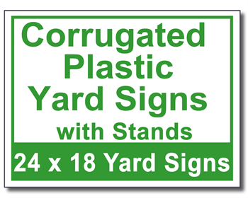 Corrugated Plastic Yard Signs with Stands- 50 Signs and Stakes 24x18