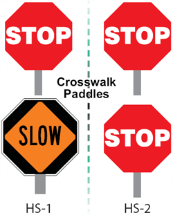 Crosswalk Stop/Slow Paddles with 6 Inch Handle