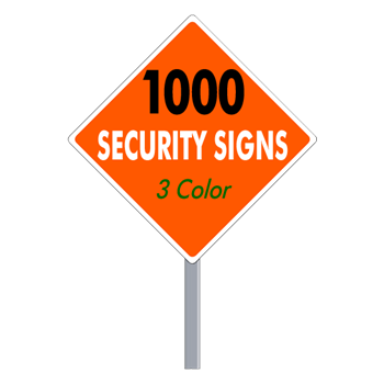 Security Yard Signs - Diamond Shape 3 Color (1000 Per Box)