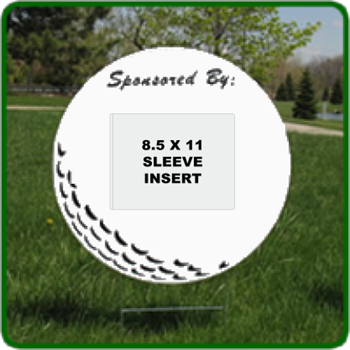Golf Ball Golf Sponsor Sign with Clear Sleeve Reusable Golf Tournament Sign that looks like a golf ball