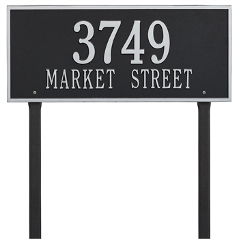 Hartford Estate Address Plaque Lawn Sign - Two Line - Black / Silver