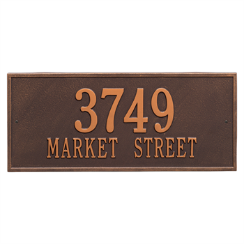 Hartford Estate Address Plaque Wall Sign - Two Line - Antique Copper