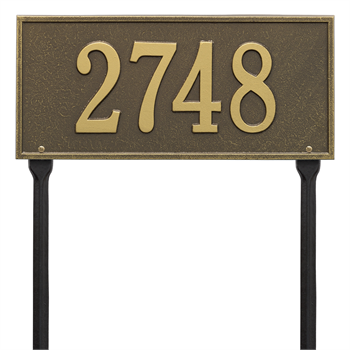 Hartford Standard Address Plaque Lawn Sign - One Line - Antique Brass