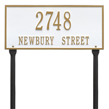 Hartford Standard Address Plaque Lawn Sign - Two Line - White / Gold
