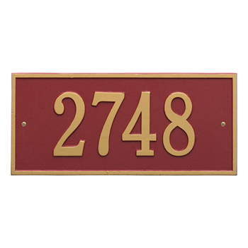 Hartford Standard Address Plaque Wall Sign - One Line - Red / Gold