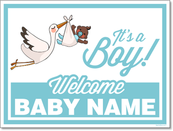 Custom Birth Annoucement Sign - It's A Boy (Dark Skin tone)