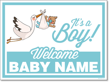 Custom Birth Annoucement Sign - It's A Boy (Medium Skin tone)