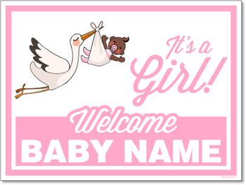 Custom Birth Annoucement Sign - It's A Girl (Dark Skin tone)