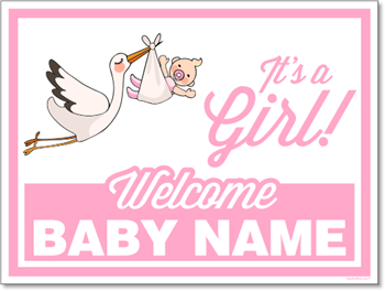 Custom Birth Announcement Sign - It's A Girl (Light Skin tone)
