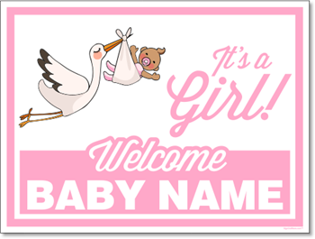 Custom Birth Announcement Sign - It's A Girl (Medium Skin tone)