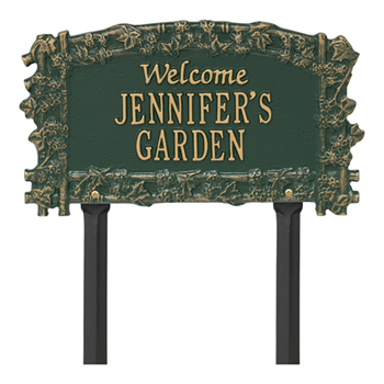 Ivy Trellis Garden Welcome Personalized Lawn Plaque - Green / Gold