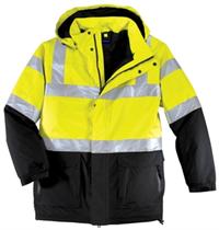J799S ANSI Class 3 Waterproof Heavyweight Parka Safety Yellow Front