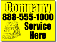 Lawn Care Yard Sign shown black on yellow.