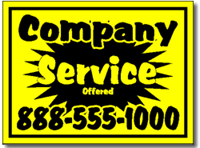 Lawn Care Yard Sign shown black on yellow.