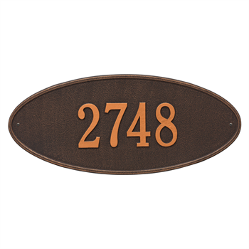 Madison Oval Estate Address Plaque Wall Sign - One Line - Oil Rubbed Bronze