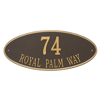 Madison Oval Estate Address Plaque Wall Sign - Two Line - Bronze / Gold