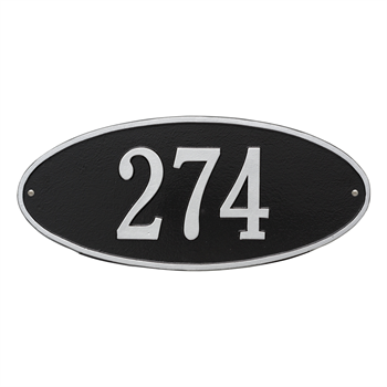 Madison Oval Standard Address Plaque Wall Sign - Black / SIlver