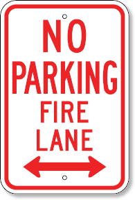 No Parking Fire Lane with Bi-Directional Arrow
