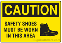 Caution Safety Shoes Must Be Worn In This Area with Symbol